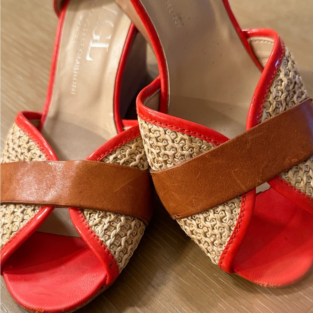 AGL Orange Rafia  and Tan Women's Sandals Beautiful